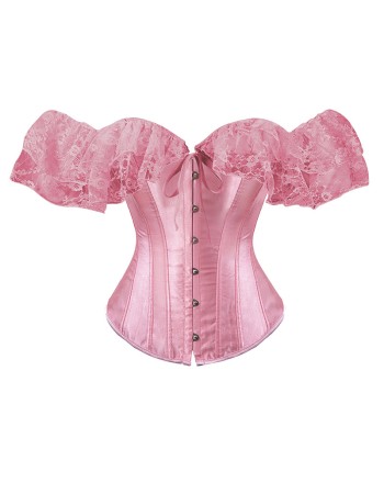 Solid Color Satin Lace Corset Tops Sexy Off Shoulder Warp Chest Bustier s Women Lingerie Bustiers Blalck Red White KKX1808