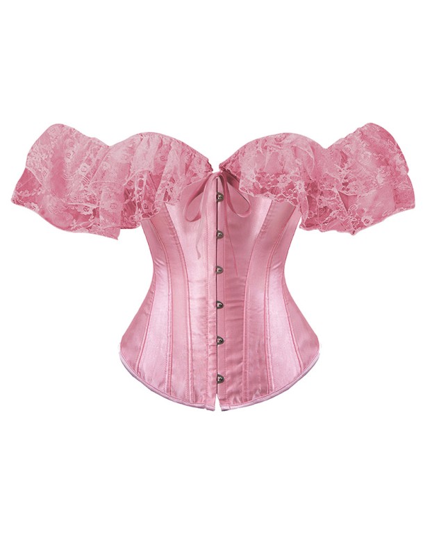 Solid Color Satin Lace Corset Tops Sexy Off Shoulder Warp Chest Bustier s Women Lingerie Bustiers Blalck Red White KKX1808