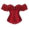 Solid Color Satin Lace Corset Tops Sexy Off Shoulder Warp Chest Bustier s Women Lingerie Bustiers Blalck Red White KKX1808