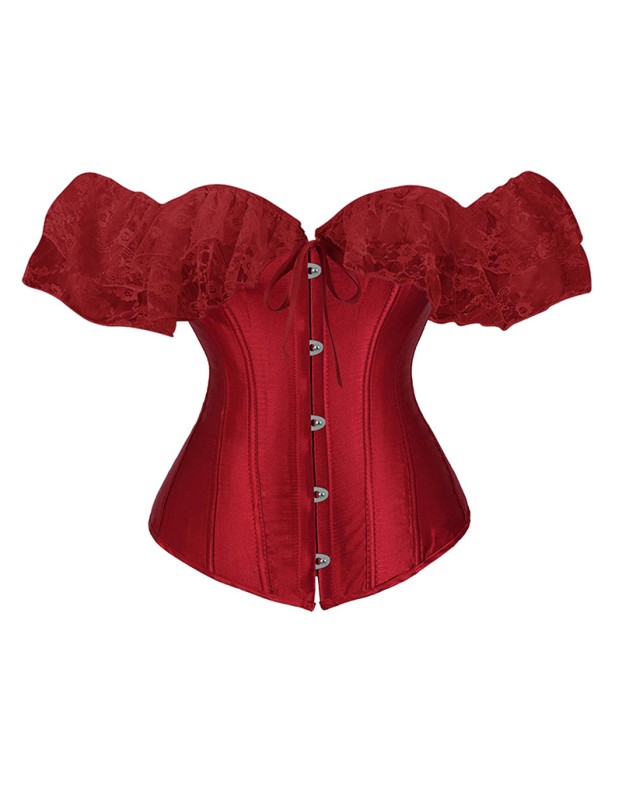 Solid Color Satin Lace Corset Tops Sexy Off Shoulder Warp Chest Bustier s Women Lingerie Bustiers Blalck Red White KKX1808