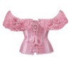 Solid Color Satin Lace Corset Tops Sexy Off Shoulder Warp Chest Bustier s Women Lingerie Bustiers Blalck Red White KKX1808