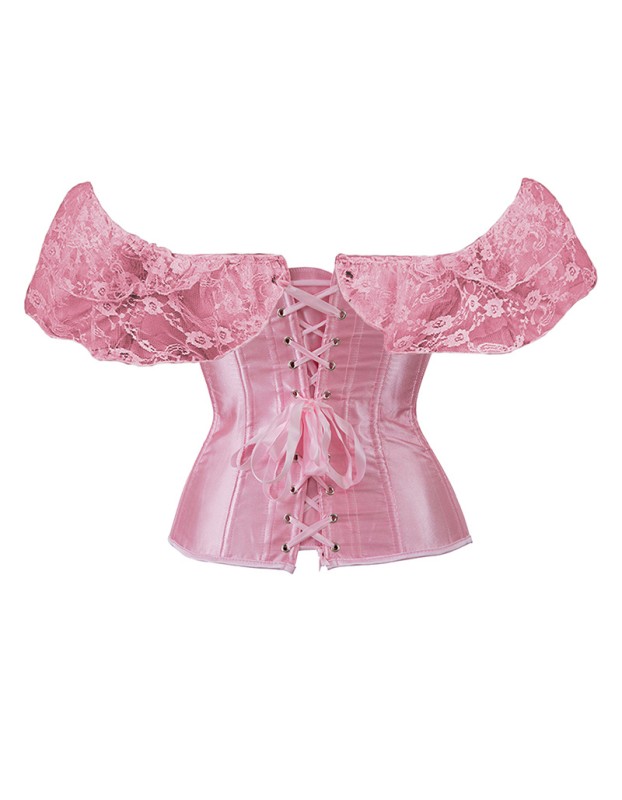 Solid Color Satin Lace Corset Tops Sexy Off Shoulder Warp Chest Bustier s Women Lingerie Bustiers Blalck Red White KKX1808