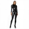 Women's Shaping PVC Shiny Jumpsuit PU Faux Leather Bodycon Bodysuit Woman Full Body Tights Zipper Open Crotch Sexy Leotard XX6550