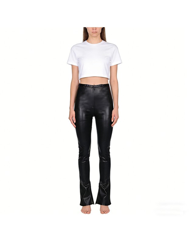 Sexy Girl Pants Featuring a Smooth Matte Leather Texture With Exposed Buttocks Tght Fit Long Length And Open At The Ankles N1135
