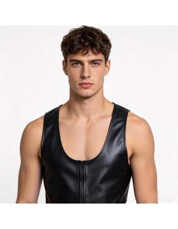 New style Men's Sexy Vest PU Leather Imitation Leather Fashionable Corset Club Stage DS Performance Costume N862