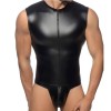 Men's Erotic Jumpsuit Leather Coat Body Suit Vest Nightclub Stage Performance Costume N860