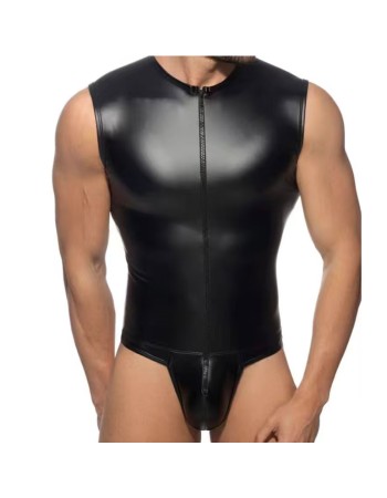 Men's Erotic Jumpsuit Leather Coat Body Suit Vest Nightclub Stage Performance Costume N860