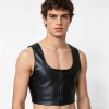 New style Men's Sexy Vest PU Leather Imitation Leather Fashionable Corset Club Stage DS Performance Costume N862