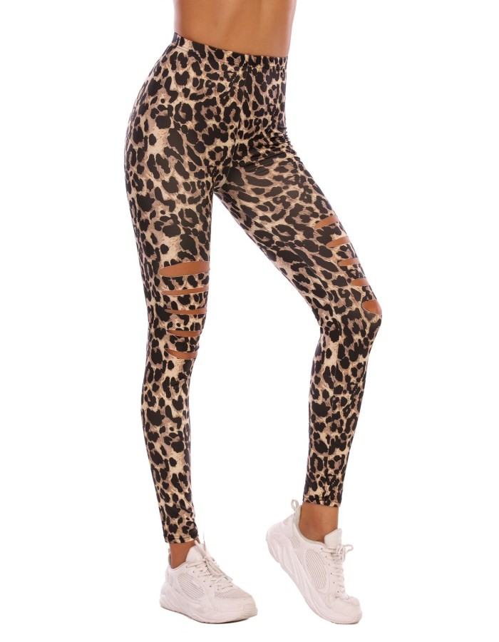 Women Summer Casual Loose Wide Leg Trousers Slim Yoga Waist Leggings Wowens High Outer Sports Pants Hole Women'S Sports Pants