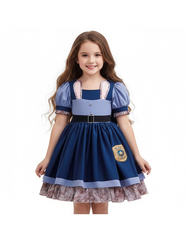 Kids Cosplay Judy Hopps Police Dress Girl Officer Bunny Dress up Children Carnival Birthday Halloween Party Princess Costumes 25034
