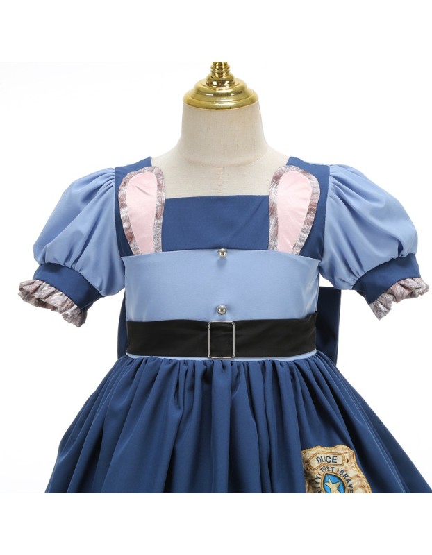 Kids Cosplay Judy Hopps Police Dress Girl Officer Bunny Dress up Children Carnival Birthday Halloween Party Princess Costumes 25034