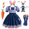 Kids Cosplay Judy Hopps Police Dress Girl Officer Bunny Dress up Children Carnival Birthday Halloween Party Princess Costumes 25034