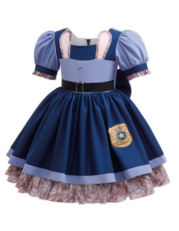 Kids Cosplay Judy Hopps Police Dress Girl Officer Bunny Dress up Children Carnival Birthday Halloween Party Princess Costumes 25034