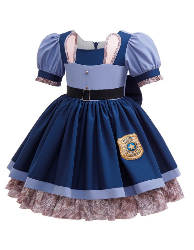Kids Cosplay Judy Hopps Police Dress Girl Officer Bunny Dress up Children Carnival Birthday Halloween Party Princess Costumes 25034
