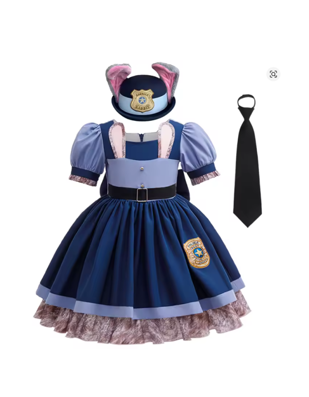 Kids Cosplay Judy Hopps Police Dress Girl Officer Bunny Dress up Children Carnival Birthday Halloween Party Princess Costumes 25034
