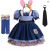 Blue Dress+Hairband + Tie + Stockings 