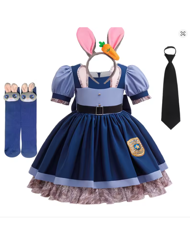 Kids Cosplay Judy Hopps Police Dress Girl Officer Bunny Dress up Children Carnival Birthday Halloween Party Princess Costumes 25034