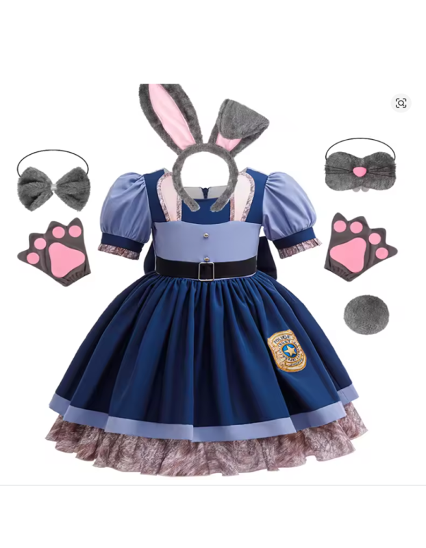 Kids Cosplay Judy Hopps Police Dress Girl Officer Bunny Dress up Children Carnival Birthday Halloween Party Princess Costumes 25034