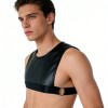 Mens Adult Glossy Cropped Tank Top Solid Color Sleeveless Corset Vest Tops Swimwear Bodybuilding Sports Bra Vest Tee Nightwear N864