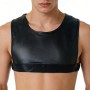 Mens Adult Glossy Cropped Tank Top Solid Color Sleeveless Corset Vest Tops Swimwear Bodybuilding Sports Bra Vest Tee Nightwear N864