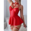 Hot Sexy Women Lingerie Open Anal Patent Leather Hollow Tight Fitting Dress Elegant V Neck Hot Sexy Women Mini Dress Tank Tops C244