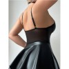 Hot Sexy Women Lingerie Open Anal Patent Leather Hollow Tight Fitting Dress Elegant V Neck Hot Sexy Women Mini Dress Tank Tops C244