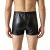 Sexy Mens Boxer Shorts PU Leather Wetlook Penis Pouch Boxers Trunks Open Butt Underwear Gay Front Open Underpants Men's Lingerie N856