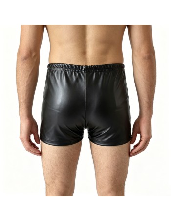 Sexy Mens Boxer Shorts PU Leather Wetlook Penis Pouch Boxers Trunks Open Butt Underwear Gay Front Open Underpants Men's Lingerie N856