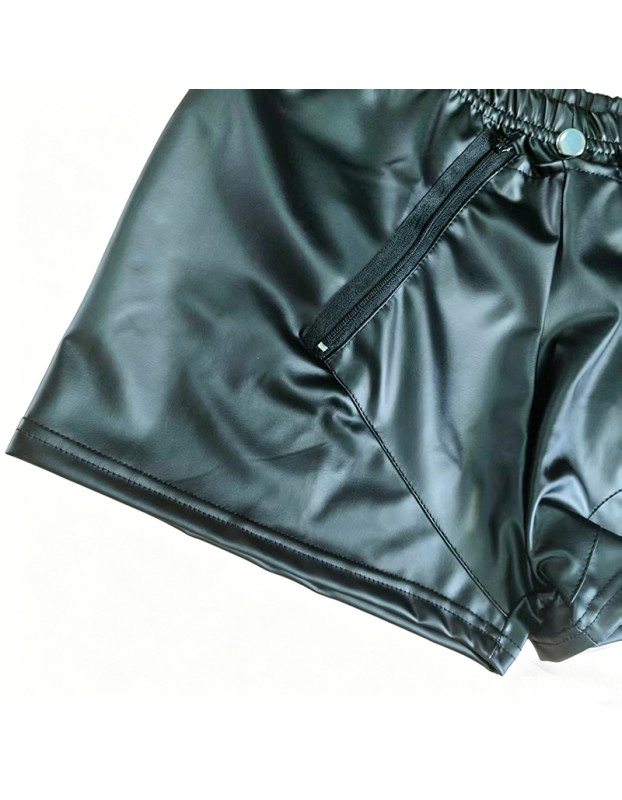 Sexy Mens Boxer Shorts PU Leather Wetlook Penis Pouch Boxers Trunks Open Butt Underwear Gay Front Open Underpants Men's Lingerie N856