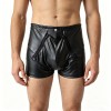 Sexy Mens Boxer Shorts PU Leather Wetlook Penis Pouch Boxers Trunks Open Butt Underwear Gay Front Open Underpants Men's Lingerie N856