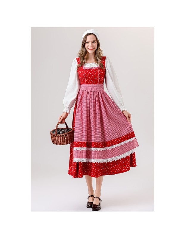 Retro Bavarian Traditional Dirndl Dress for Women Costume for Cosplay Maid Outfit for Oktoberfest Folk Festival Vintage YM0839