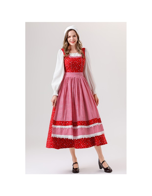 Retro Bavarian Traditional Dirndl Dress for Women Costume for Cosplay Maid Outfit for Oktoberfest Folk Festival Vintage YM0839