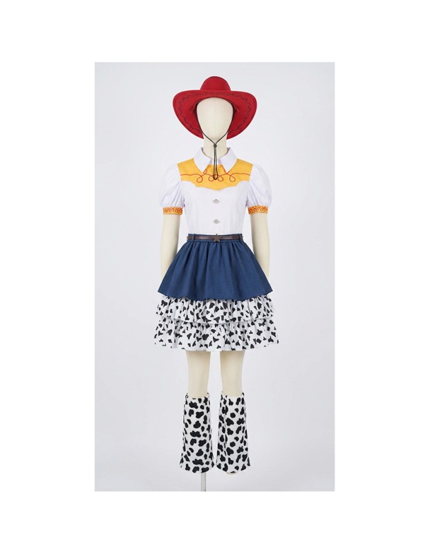 Disguise Jessie Cosplay Costume for Kids Women Western Cowboy Doll Costumes Halloween Carnival Party Jessie Polka Dot Dress YM8808