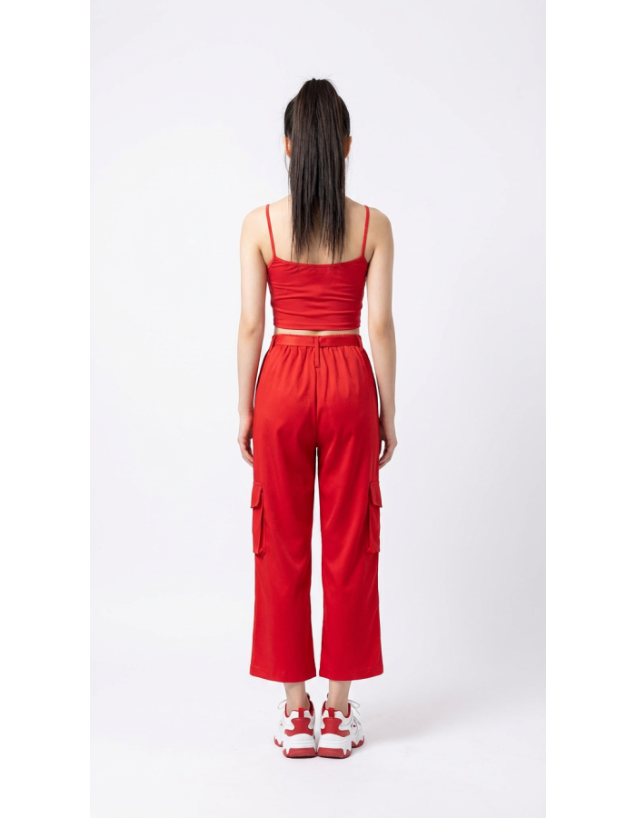 Red Street Dance Outfit for Women Hip Hop Jazz Performance Costume for Students Sports Day Cheerleading Uniform YM0835