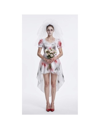 Halloween Horror Ghost Bride Cosplay Costume Dark Bloody Wedding Dress Stage Performance Outfit for Halloween Party for Women YM8768