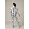 Silver Shiny Hip-Hop Costumes Women Street Dance Sportswear Trendy Jazz Street Dancewear Hip-Hop Performance Cosplay Outfit YM0834