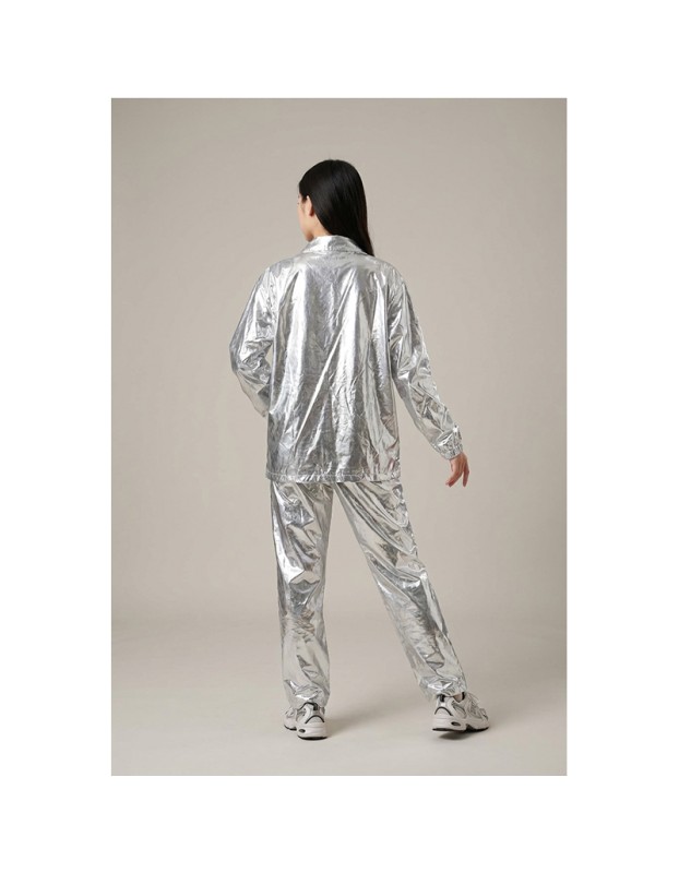Silver Shiny Hip-Hop Costumes Women Street Dance Sportswear Trendy Jazz Street Dancewear Hip-Hop Performance Cosplay Outfit YM0834