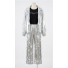 Silver Shiny Hip-Hop Costumes Women Street Dance Sportswear Trendy Jazz Street Dancewear Hip-Hop Performance Cosplay Outfit YM0834