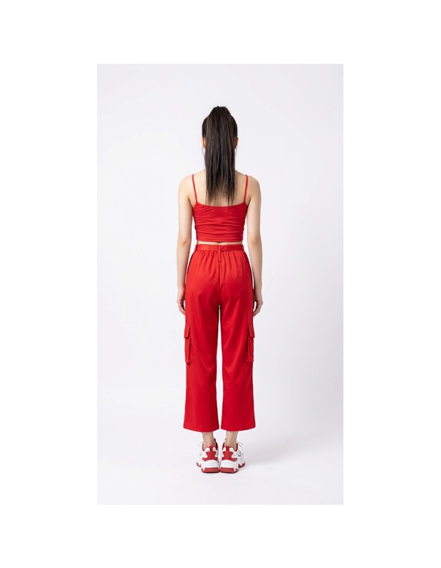 Red Street Dance Outfit for Women Hip Hop Jazz Performance Costume for Students Sports Day Cheerleading Uniform YM0835