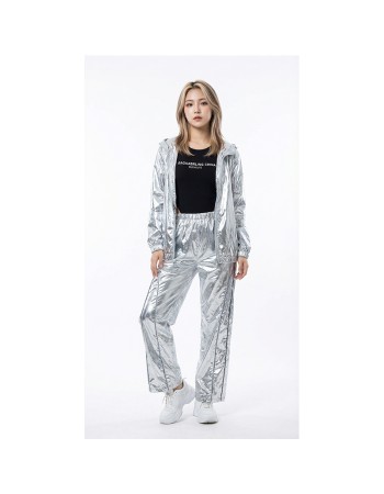 Silver Shiny Hip-Hop Costumes Women Street Dance Sportswear Trendy Jazz Street Dancewear Hip-Hop Performance Cosplay Outfit YM0834