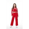 Red Street Dance Outfit for Women Hip Hop Jazz Performance Costume for Students Sports Day Cheerleading Uniform YM0835