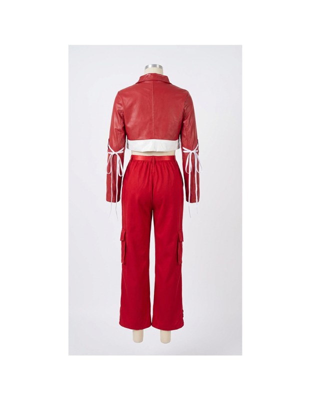 Red Street Dance Outfit for Women Hip Hop Jazz Performance Costume for Students Sports Day Cheerleading Uniform YM0835