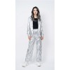 Silver Shiny Hip-Hop Costumes Women Street Dance Sportswear Trendy Jazz Street Dancewear Hip-Hop Performance Cosplay Outfit YM0834