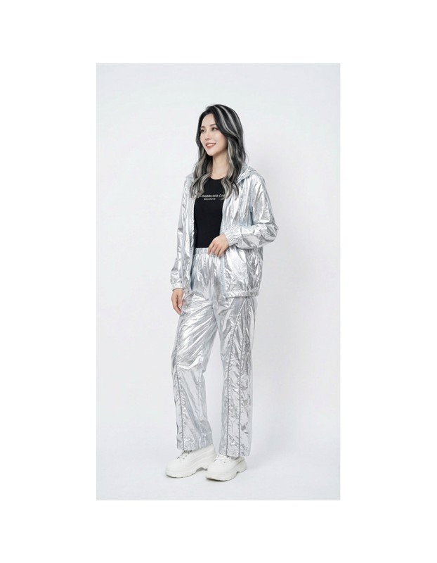 Silver Shiny Hip-Hop Costumes Women Street Dance Sportswear Trendy Jazz Street Dancewear Hip-Hop Performance Cosplay Outfit YM0834