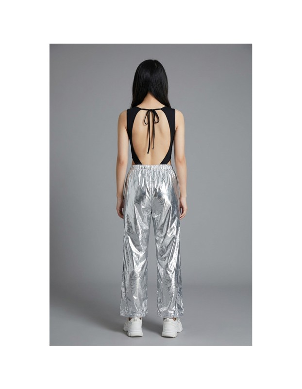 Silver Shiny Hip-Hop Costumes Women Street Dance Sportswear Trendy Jazz Street Dancewear Hip-Hop Performance Cosplay Outfit YM0834