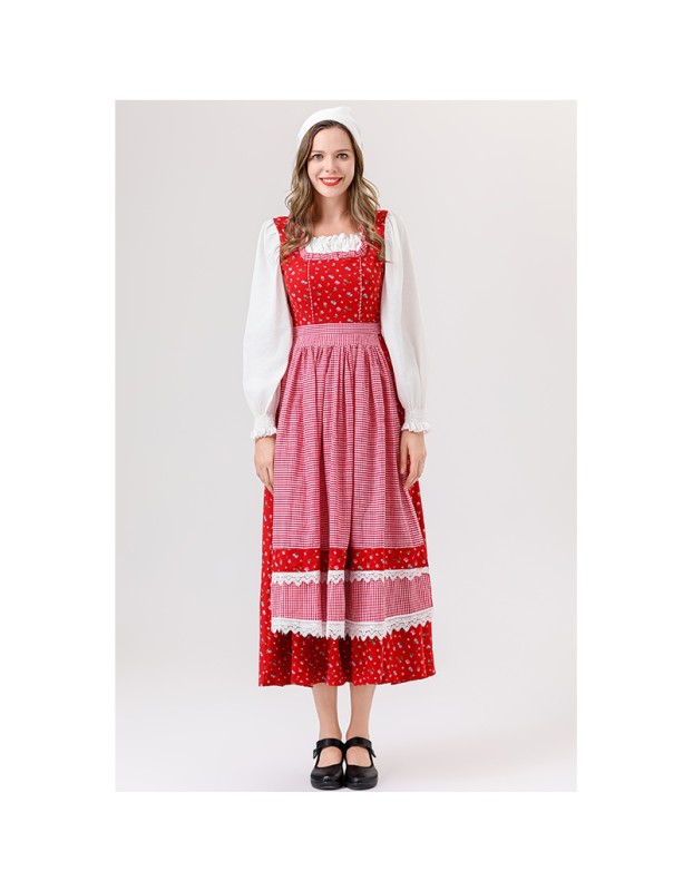 Retro Bavarian Traditional Dirndl Dress for Women Costume for Cosplay Maid Outfit for Oktoberfest Folk Festival Vintage YM0839