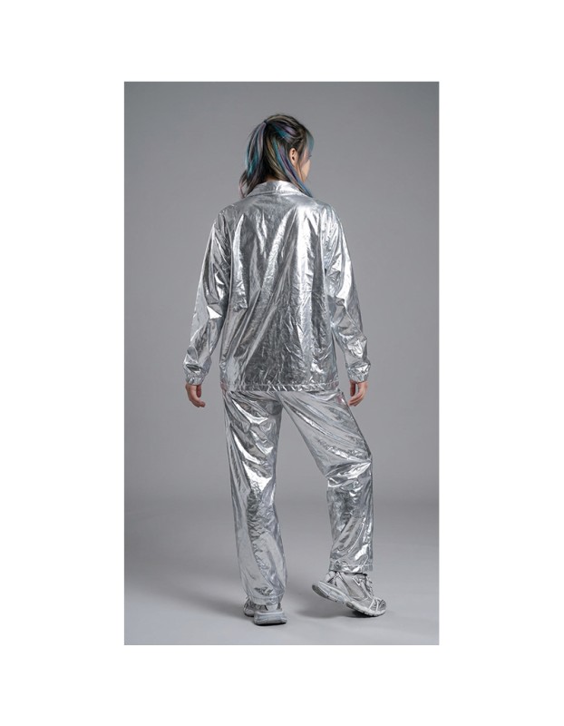 Silver Shiny Hip-Hop Costumes Women Street Dance Sportswear Trendy Jazz Street Dancewear Hip-Hop Performance Cosplay Outfit YM0834