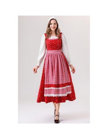 Retro Bavarian Traditional Dirndl Dress for Women Costume for Cosplay Maid Outfit for Oktoberfest Folk Festival Vintage YM0839