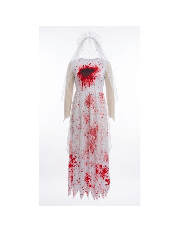 Halloween Party Scary Bridal Orgy Cosplay Costume White Veil Skull Ghost Bride Zombie Bloodstained Dress Bar Party Game Theme YM8811