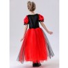Red Queen of Hearts Long Costumes for Girls Princess's Dress Halloween Puff Sleeves Mesh Yarn Tutu Dress Carnival Party Outfit YM8815